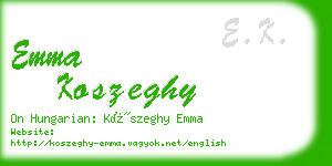 emma koszeghy business card
